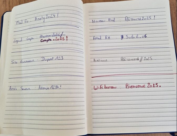 cahier mots de passe entreprise risque sécurité Dunkerque