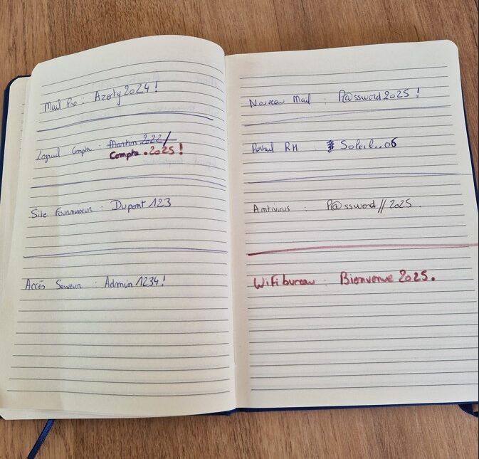 cahier mots de passe entreprise risque sécurité Dunkerque
